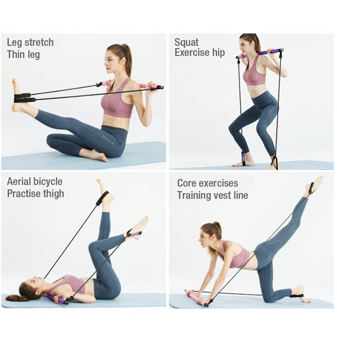 Fitness Pilates Bar Kit with Resistance Band Portable Fitness Pilate Stick Crossfit Bodybuild Yoga Elastic Band Exercise Workout