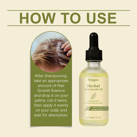 Hoegoa Herbal Hair Growth Oil, Prevent To Take Off The Thick Hair Essence Thick Hair Growth Liquid Dropping Essence Nourishing Repair Hair Relieve Dry Short-Tempered Hair Meek