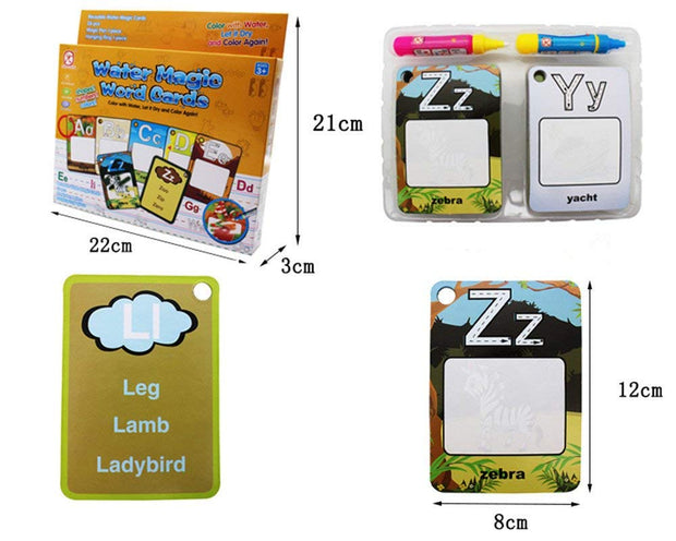 Water Drawing 26 English Learning Card Magic With 2 Pen Letter Card Painting Board Educational Toys For Kids
