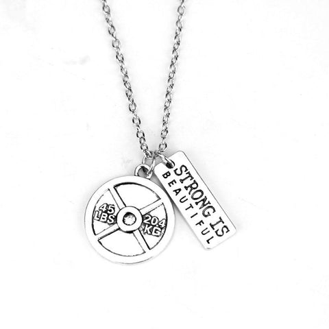 Fitness Gym dumbbell silver Charm Pendant necklace