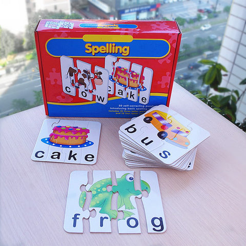 20pcs Educational Letters Words Spelling Toys for Children Paper Board Learning Puzzle Cards Kids Puzzle Toy